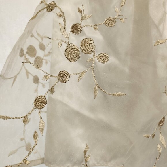 Beige/Cream & Gold Girls Dress with Ribbon - Picture 6 of 8